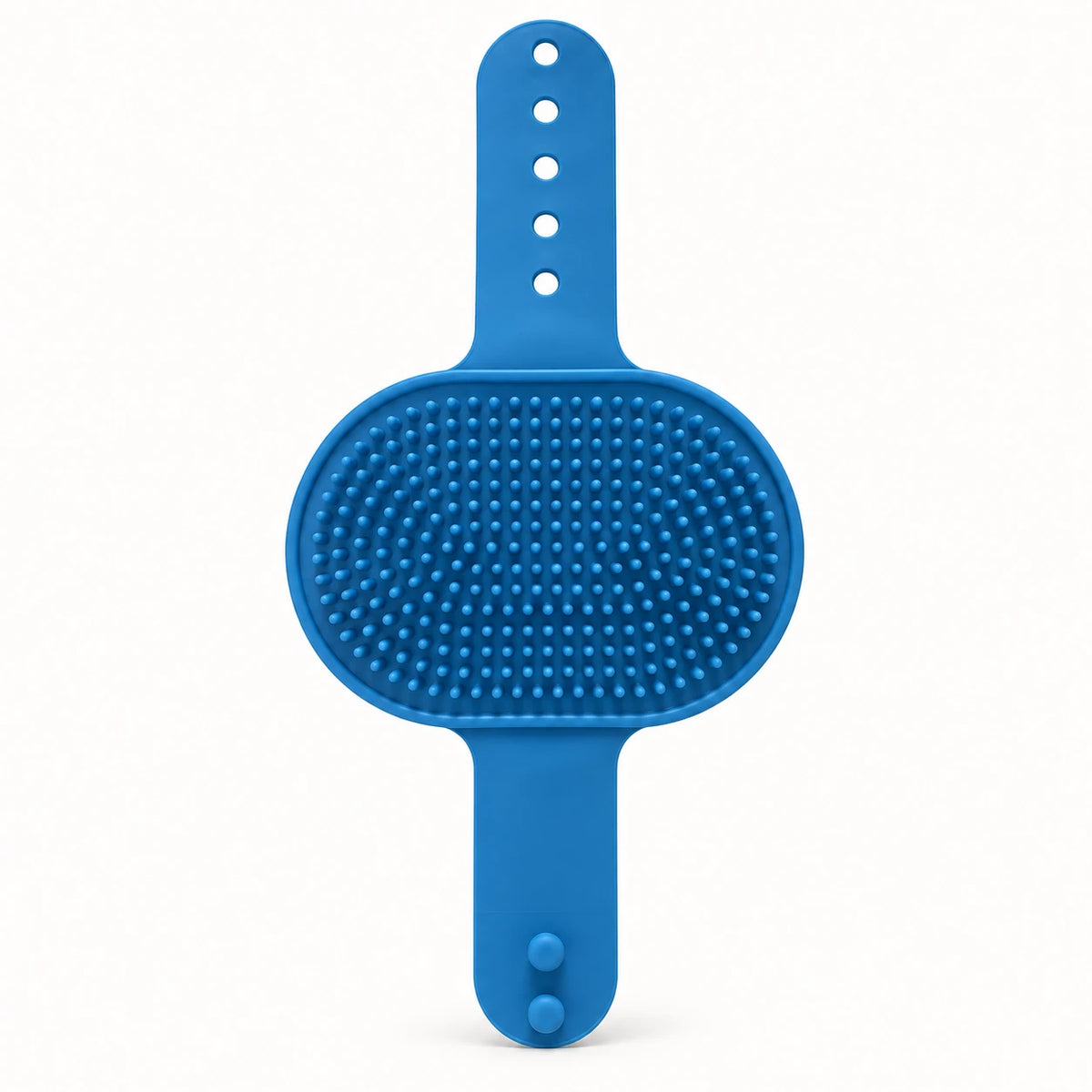 Blue 2-in-1 Cat Self-Grooming Brush on a clean warm-white background