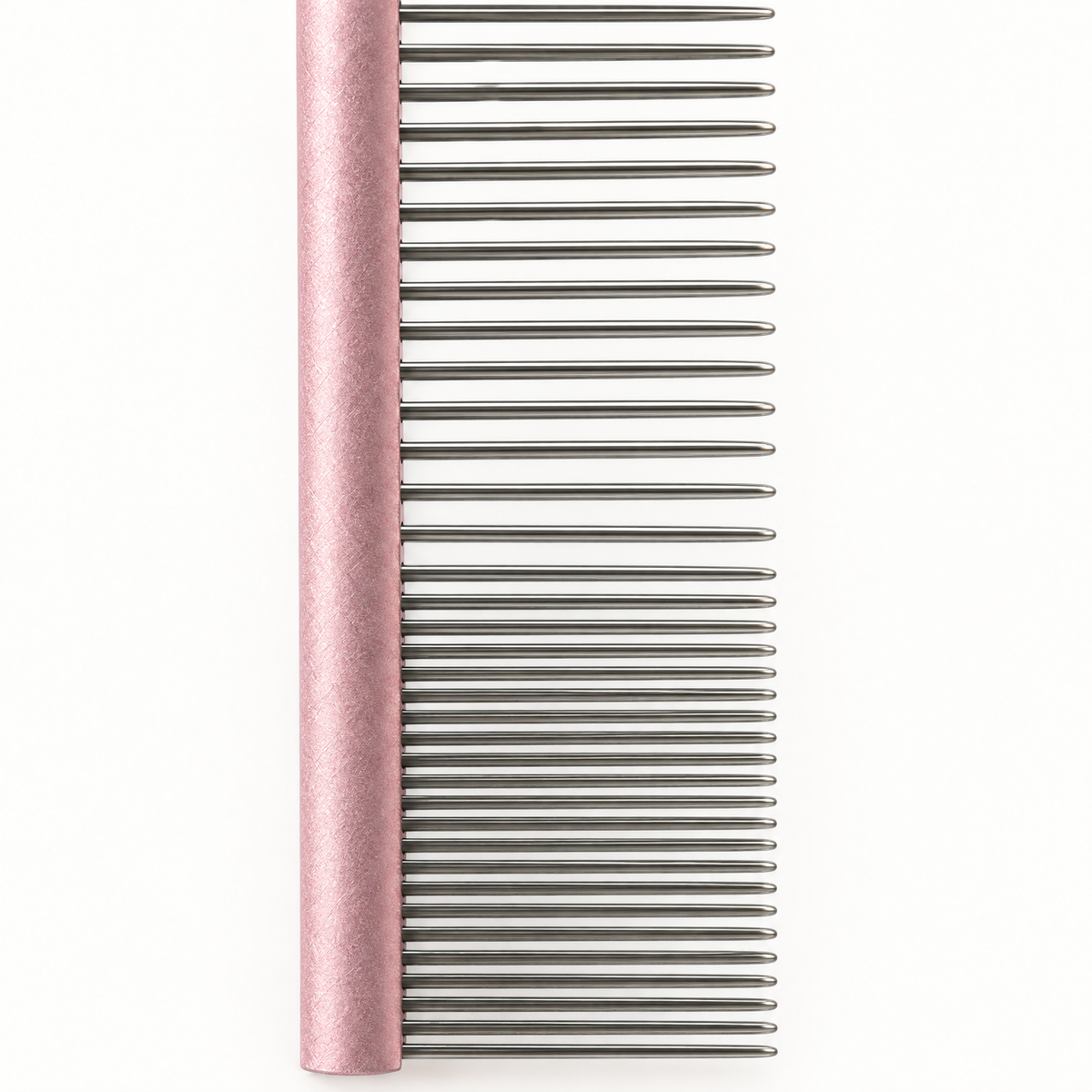Front view of the dual-density metal grooming comb on a white background
