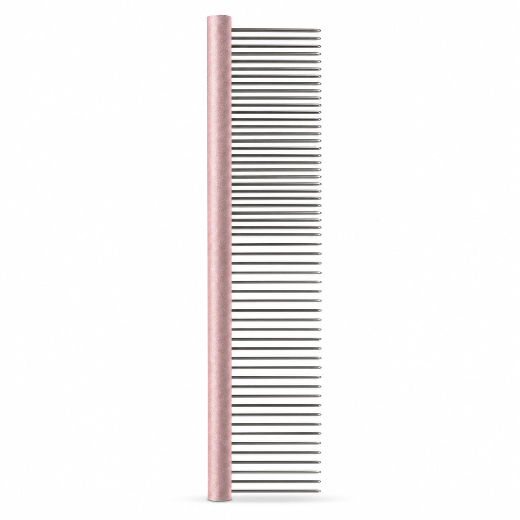 Dual-Density Metal Grooming Comb on a clean warm-white background