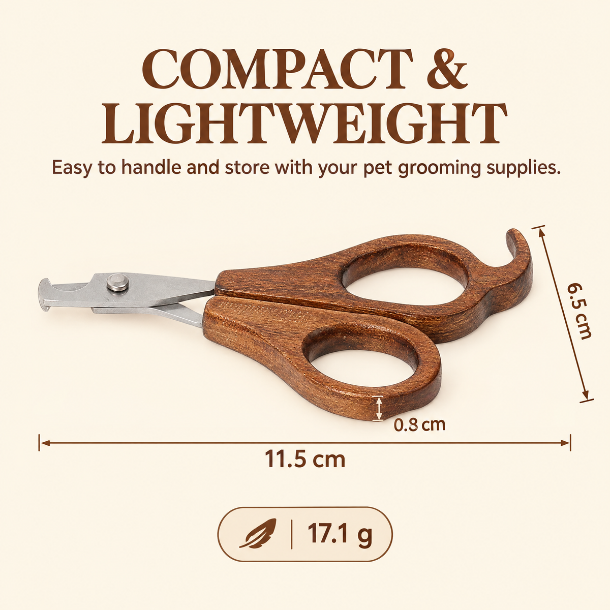 Dimensions and net weight of the Maximilian pet nail clippers